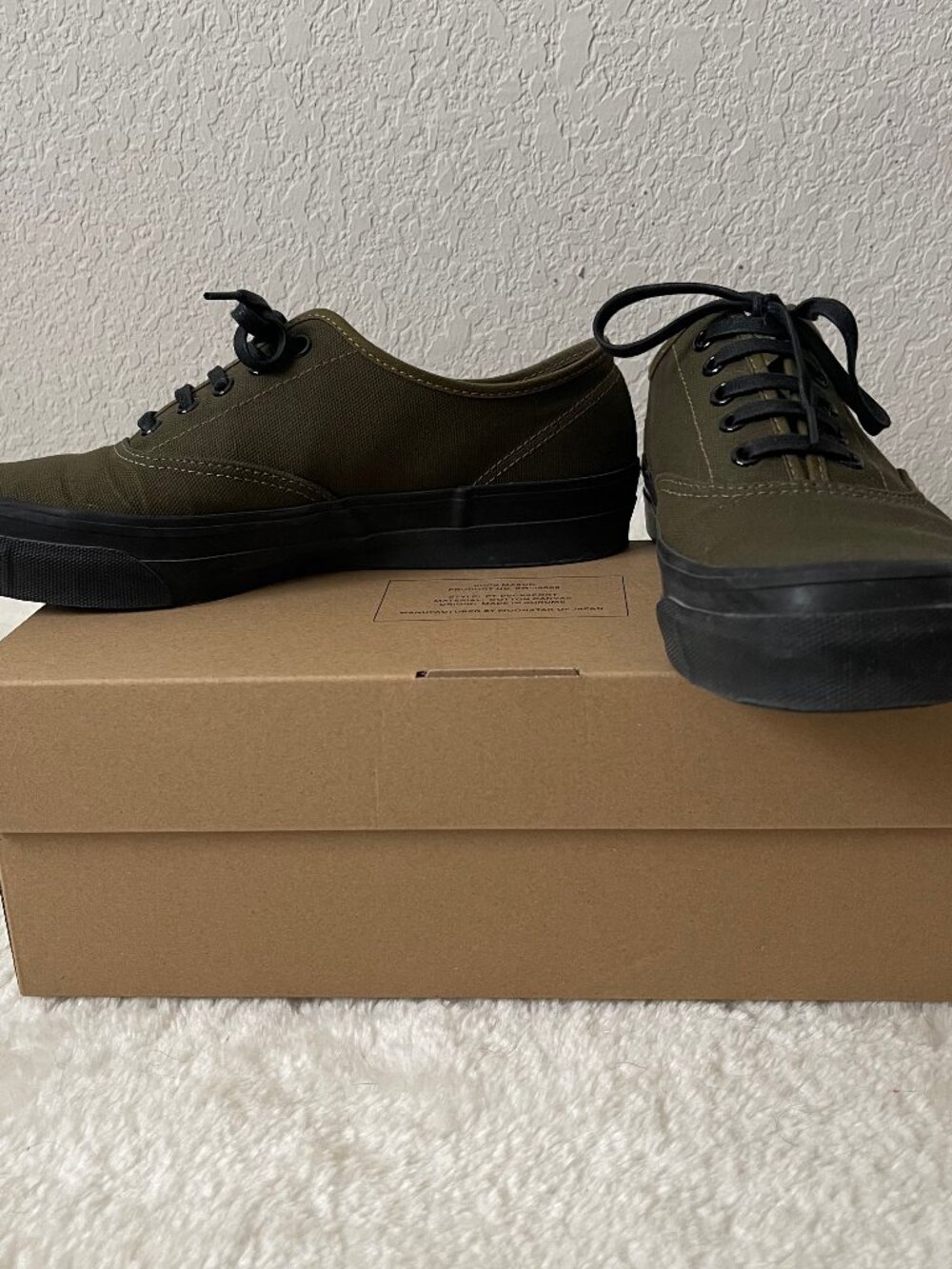 Moonstar X Buck Mason Canvas PT Deck Shoe in Dark Olive, size US8 UK7 EU41